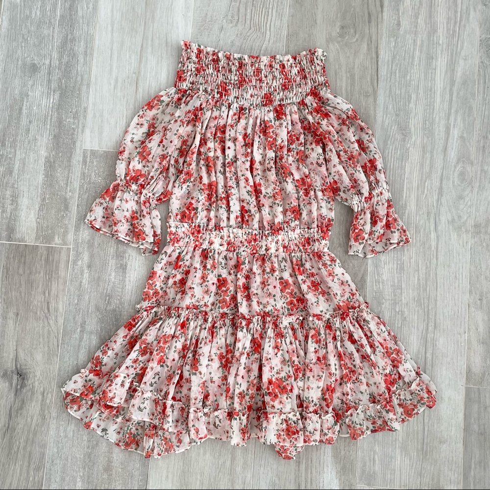 MISA Floral off shoulder mini